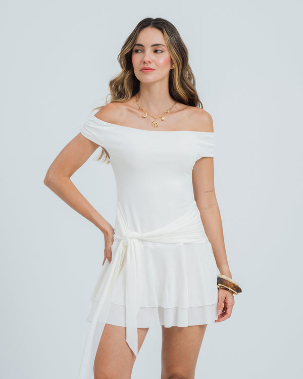 VESTIDO AJUSTADO CORTO OFF SHOULDER IVHY