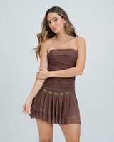 VESTIDO CORTO  SEMI AJUSTADO STRAPLESS W