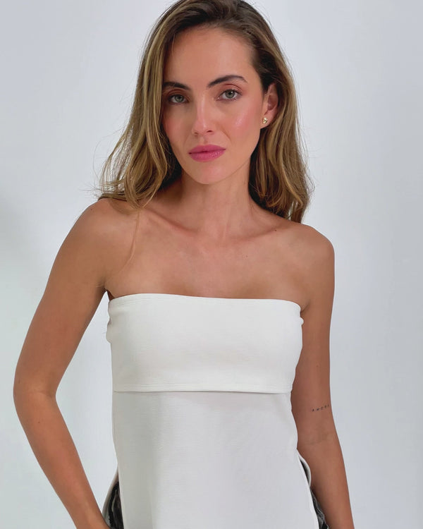 BLUSA AJUSTADA LARGA STRAPLESS ESTRAS