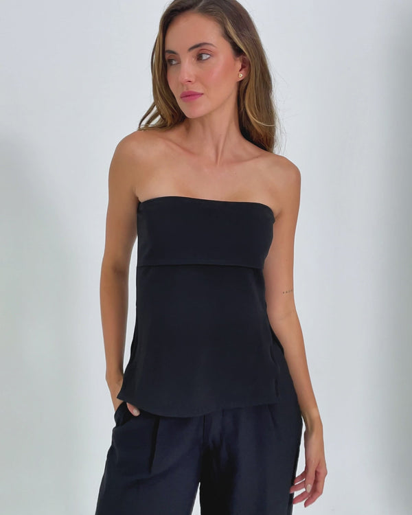 BLUSA AJUSTADA LARGA STRAPLESS MIRTI