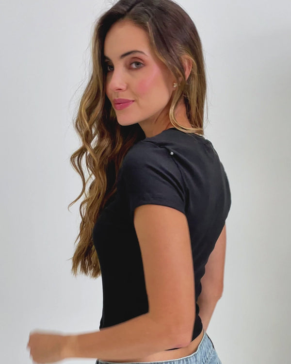 CAMISETA AJUSTADA LARGA MANGA CORTA BRAT