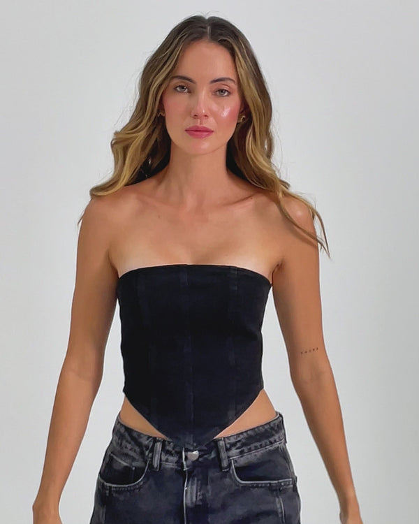 BLUSA AJUSTADA STRAPLESS PERSEO